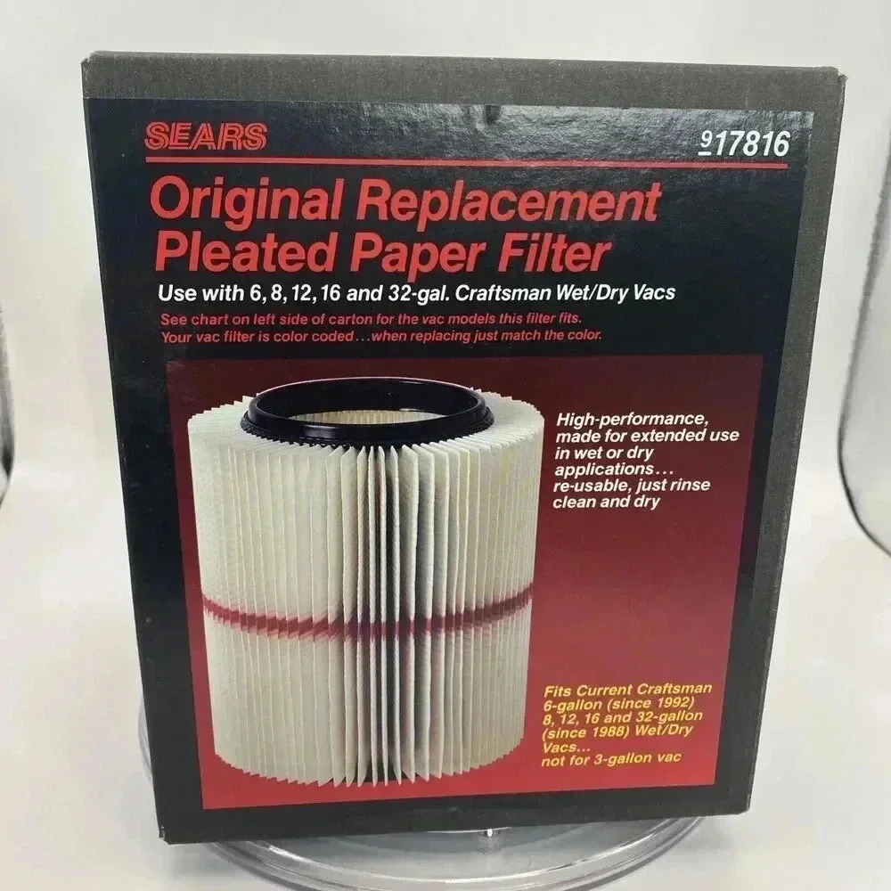 Sears OEM Replacement Pleated‎ Paper Filter 917816 Wet Dry Vac 6-32G Craftsman